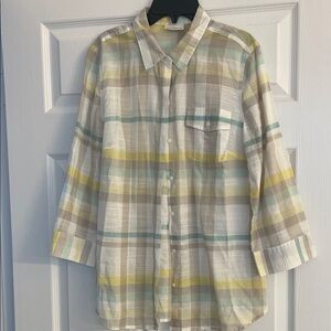 Liz Claiborne Pastel Plaid Button-Up Blouse